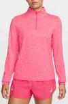 Nike Dri-fit Swift Element Uv Quarter Zip Running Pullover In Aster Pink/hot Punch/heather