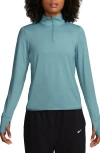 Nike Dri-fit Swift Element Uv Quarter Zip Running Pullover In Denim Turq/reflective Silv