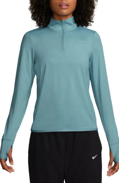 Nike Dri-fit Swift Element Uv Quarter Zip Running Pullover In Denim Turq/reflective Silv