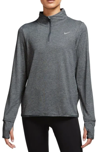 Nike Dri-fit Swift Element Uv Quarter Zip Running Pullover In Smoke Grey/lt Smoke Grey