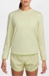 Nike Women's Dri-fit Swift Element Uv Crew-neck Running Top In Life Lime/white/heather