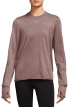 Nike Women's Dri-fit Swift Element Uv Crew-neck Running Top In Smokey Mauve/reflective Silv