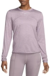 Nike Women's Dri-fit Swift Element Uv Crew-neck Running Top In Violet Dust/pewter/heather