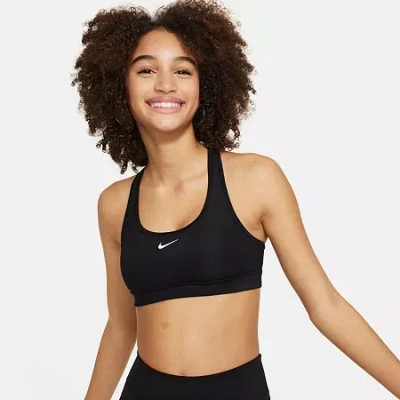 Nike Dri-fit Swoosh Big Kid Girls Sports Bra In Black