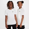 Nike Dri-fit Swoosh Big Kid Unisex Crew Neck Short Sleeve Regular Fit Graphic T-shirt In White