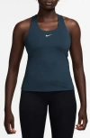 Nike Women's Swoosh Medium-support Padded Sports Bra Tank Top In Armory Navy/white