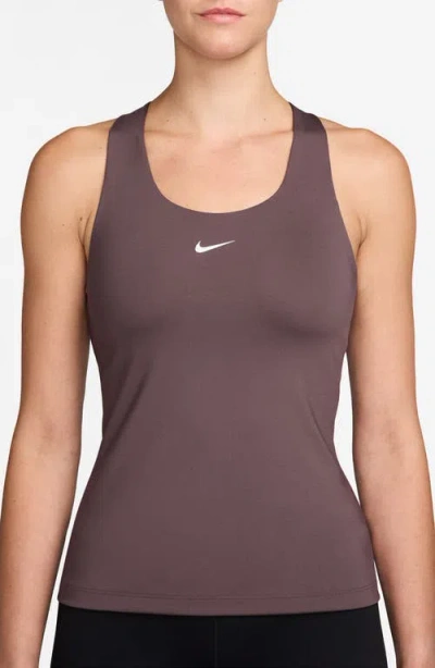 Nike Dri-fit Swoosh Bra Racerback Tank In Brown