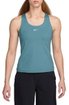 Nike Dri-fit Swoosh Bra Racerback Tank In Denim Turq/ White