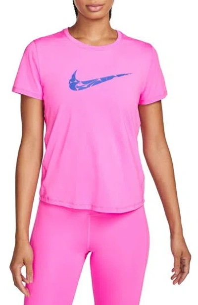 Nike Dri-fit Swoosh Graphic T-shirt In 675 Playful Pink/hyper Royal