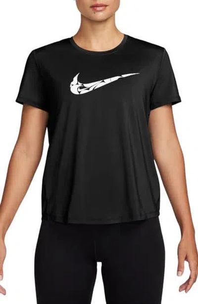 Nike Dri-fit Swoosh Graphic T-shirt In Black/white