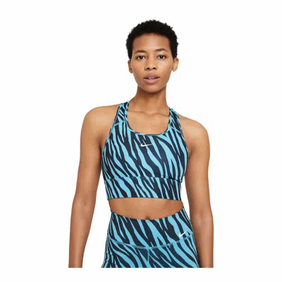 Nike Dri-fit Swoosh Icon Clash Women's Medium-support 1-piece Pad Longline Sports Bra In Blue
