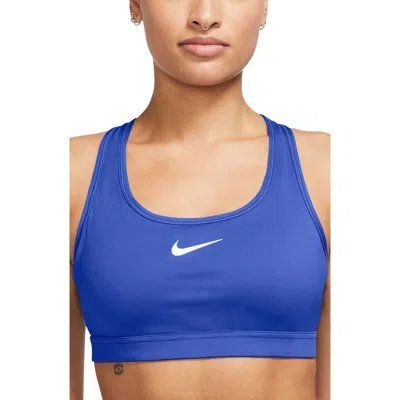 Nike Dri-fit Swoosh Medium Support Padded Sports Bra In Blue