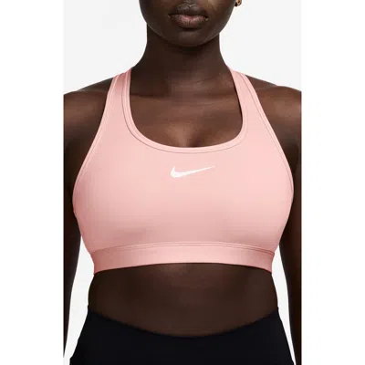 Nike Dri-fit Swoosh Medium Support Padded Sports Bra In Pink