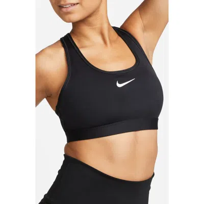 Nike Dri-fit Swoosh Medium Support Padded Sports Bra In Black