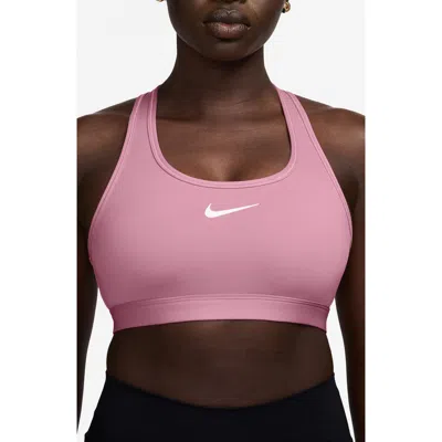 Nike Dri-fit Swoosh Medium Support Padded Sports Bra In Pink