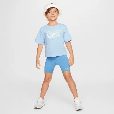 Nike Dri-fit Swoosh Motion Little Kids' 2-piece Bike Shorts Set In Blue
