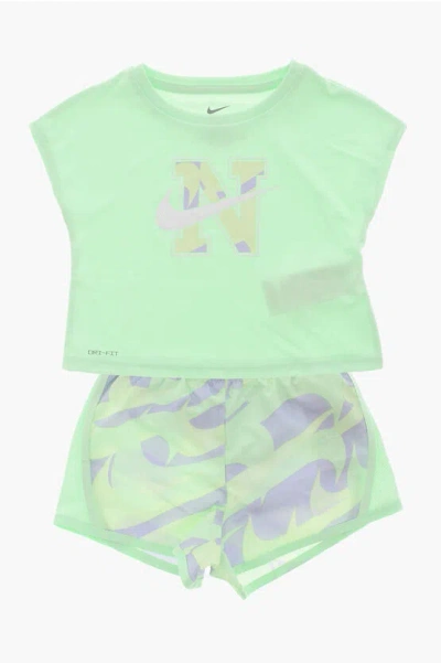 Nike Kids' Dri-fit T-shirt And Shorts Set With Printed Logo