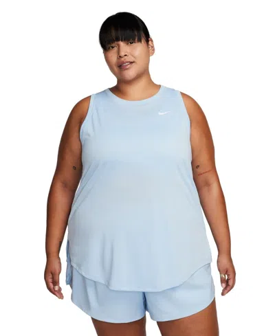 Nike Dri-fit Tank Top Womens Light Armory Blue Curved Hem Racerback Fts424