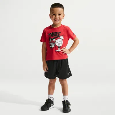 Nike Babies' Dri-fit Toddler Multi Mesh Shorts In Red