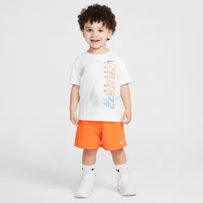 Nike Babies' Dri-fit Toddler Rhythm 2-piece Mesh Shorts Set In Orange