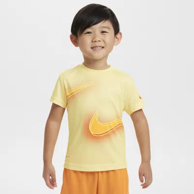 Nike Babies' Dri-fit Toddler Stacked Up Swoosh T-shirt In Yellow