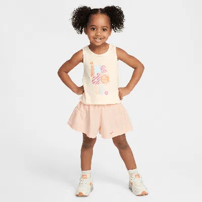 Nike Babies' Dri-fit Toddler Swoosh Motion Mesh Scooter 2-piece Set In Orange