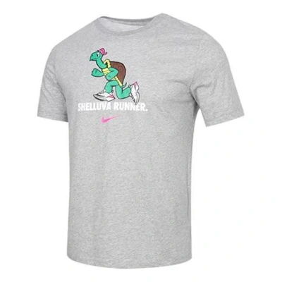 Nike Dri-fit Tortoise Breathable Perspiration Print Running Short Sleeve For Men Grey Gray