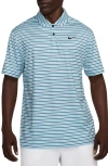 Nike Dri-fit Tour Stripe Golf Polo In Glacier Blue/ Black