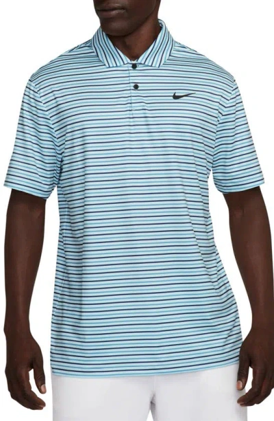 Nike Dri-fit Tour Stripe Golf Polo In Blue