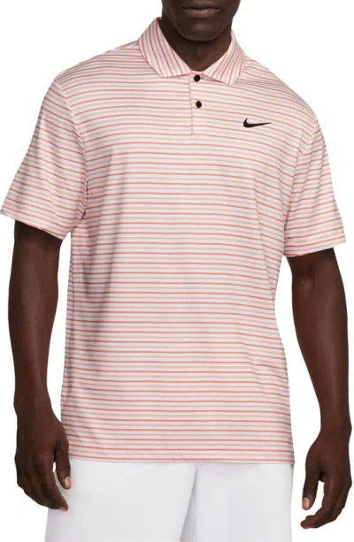 Nike Dri-fit Tour Stripe Golf Polo In Madder Root/ Black