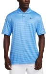 Nike Dri-fit Tour Stripe Golf Polo In University Blue/ Black