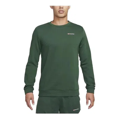 Nike Dri-fit Track Club Fleece Long-sleeve Crew Neck Running Sweatshirt 'fir' In Green