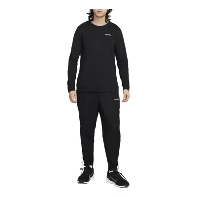 Nike Dri-fit Track Club Men's Fleece Long-sleeve Crew-neck Running Sweatshirt 'black'
