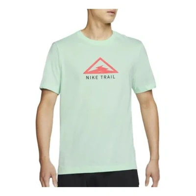 Nike Dri-fit Trail Alphabet Logo Printing Running Sports Short Sleeve Mint Green