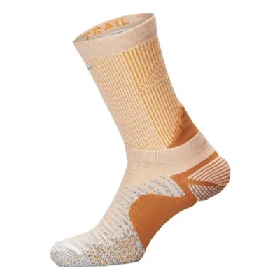 Nike Dri-fit Trail Running Crew Socks 'orange' In Brown