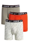 Nike Men's Dri-fit Ultra Comfort Boxer Briefs (3-pack) In Nature Captured/ Red/ Stucco