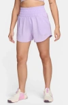Nike Women's One Dri-fit Ultra High-waisted 3" Brief-lined Shorts In Lilac Bloom/ Reflective Silv