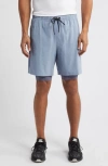 Nike Men's Unlimited Dri-fit 7" 2-in-1 Versatile Shorts In Ashen Slate/ Light Carbon