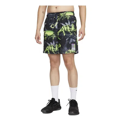 Nike Dri-fit Unlimited Studio '72 Unlined Woven Gym Shorts 'green Yellow' In Black