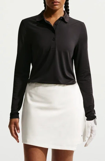 Nike Dri-fit Uv Long Sleeve Golf Polo In Black