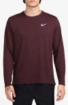 Nike Men's Dri-fit Legend Long-sleeve Fitness Top In Burgundy Crush/reflective