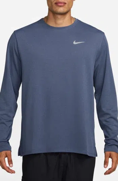 Nike Dri-fit Uv Long-sleeve Running Top In Diffused Blue/reflective Silv