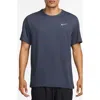 Nike Dri-fit Uv Miler Short Sleeve Running Top In Thunder Blue/reflective Silv