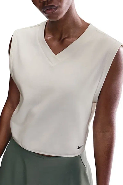 Nike Dri-fit V-neck Golf Vest Top Jacket In Sail/dragon Red/black, Women's At Urban Outfitters In White