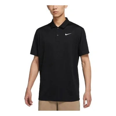 Nike Dri-fit Victory Solid Color Logo Printing Quick Dry Breathable Short Sleeve Polo Shirt Black