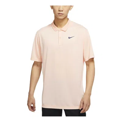 Nike Dri-fit Victory Solid Color Logo Printing Quick Dry Breathable Short Sleeve Polo Shirt Orange P In Pink