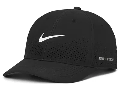 Nike Dri-fit Adv Club Structured Swoosh Cap Baseball Caps Black/white: Lg/xl