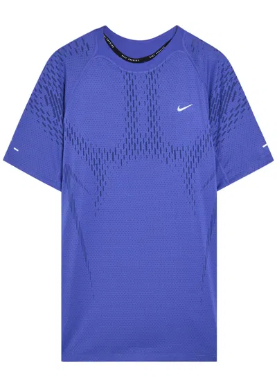 Nike Dri-fit Adv Perforated Jersey Running T-shirt In Blue