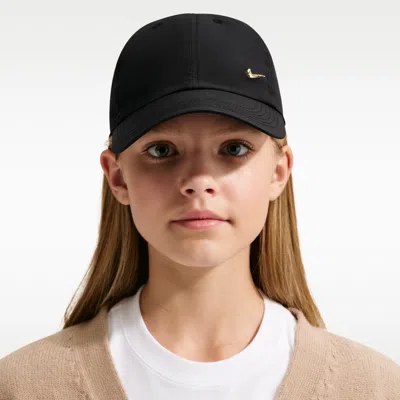 Nike Dri-fit Club Kids' Unstructured Metal Swoosh Cap In Black