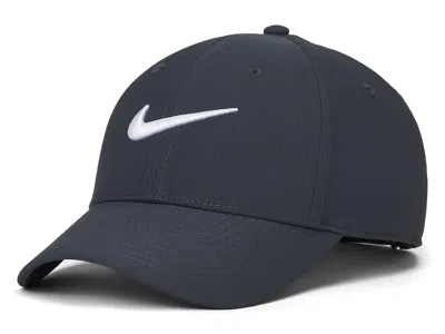Nike Dri-fit Club Structured Swoosh Cap Baseball Caps Dark Smoke Grey/white: Lg/xl In Blue